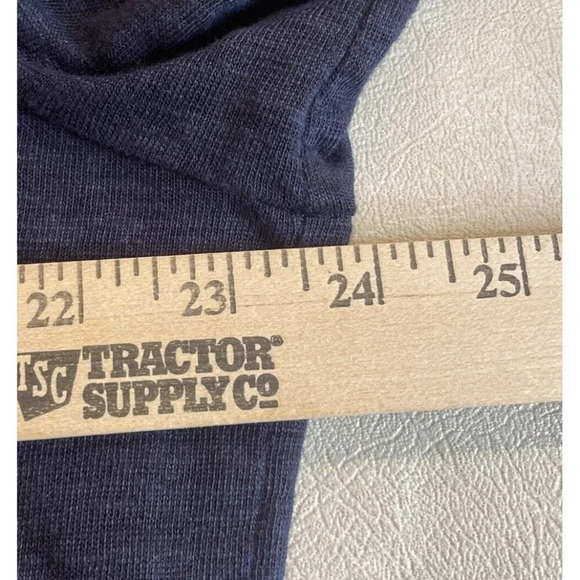 Chicos 3 US XL Linen Button Down Tee Navy Blue Tonal Trim 3/4 Sleeve READ Boho - Picture 3 of 8